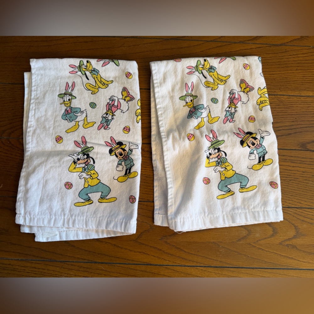 Disney Easter White Kitchen Towels with Cartoon Characters